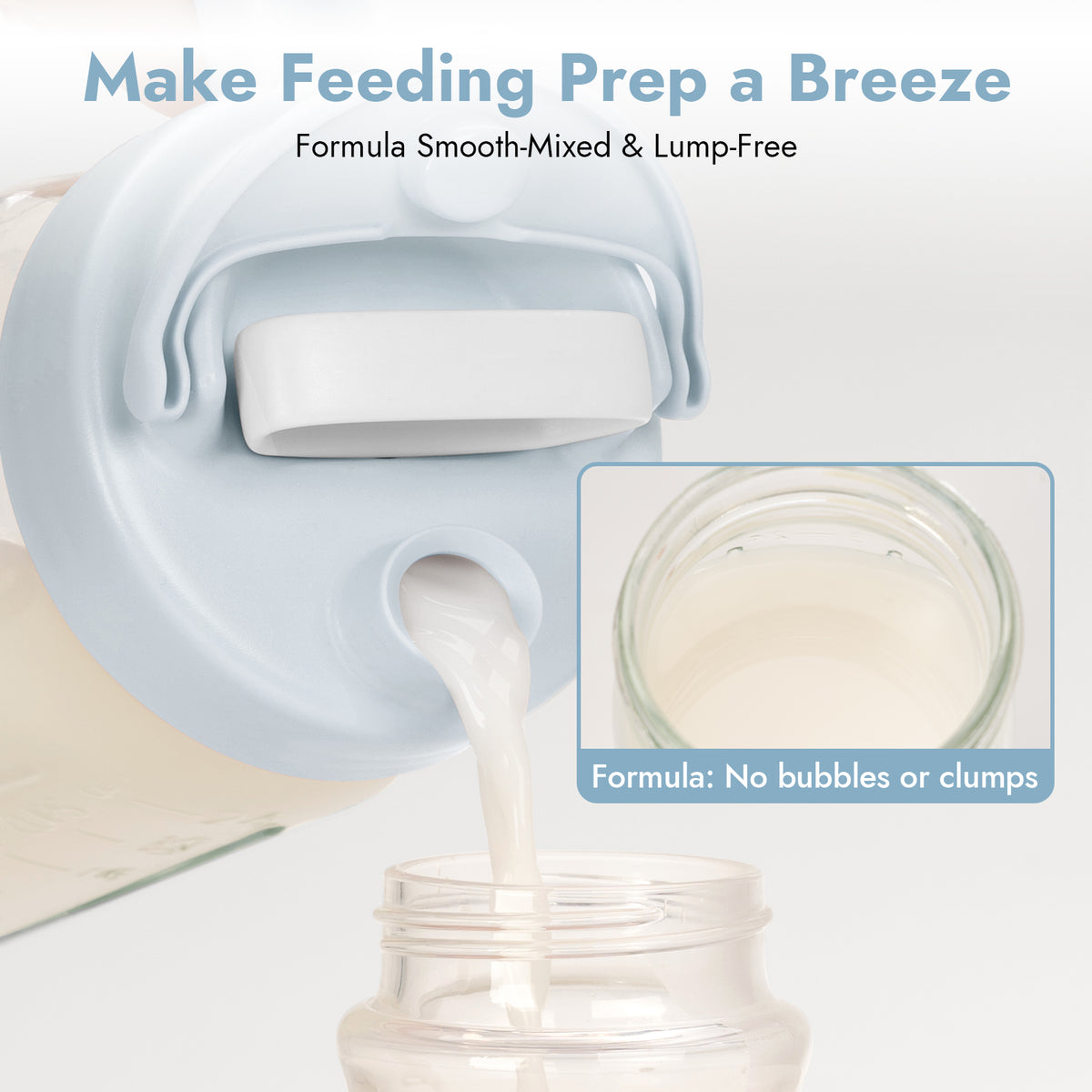 Glass Formula And Breast milk Mixing Pitcher with Mixing Handle-Blue