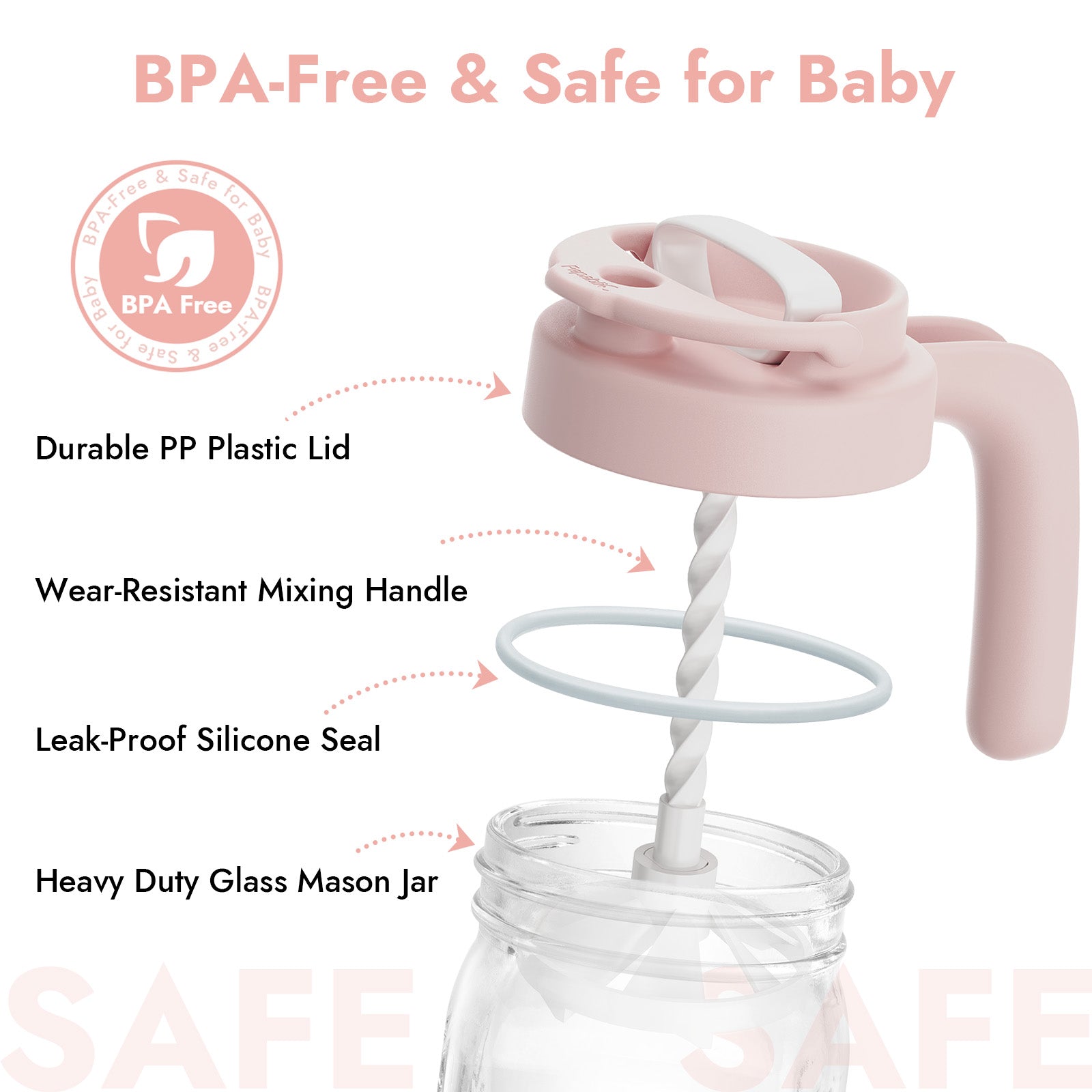 Glass Formula And Breastmilk Mixing Pitcher with Mixing Handle