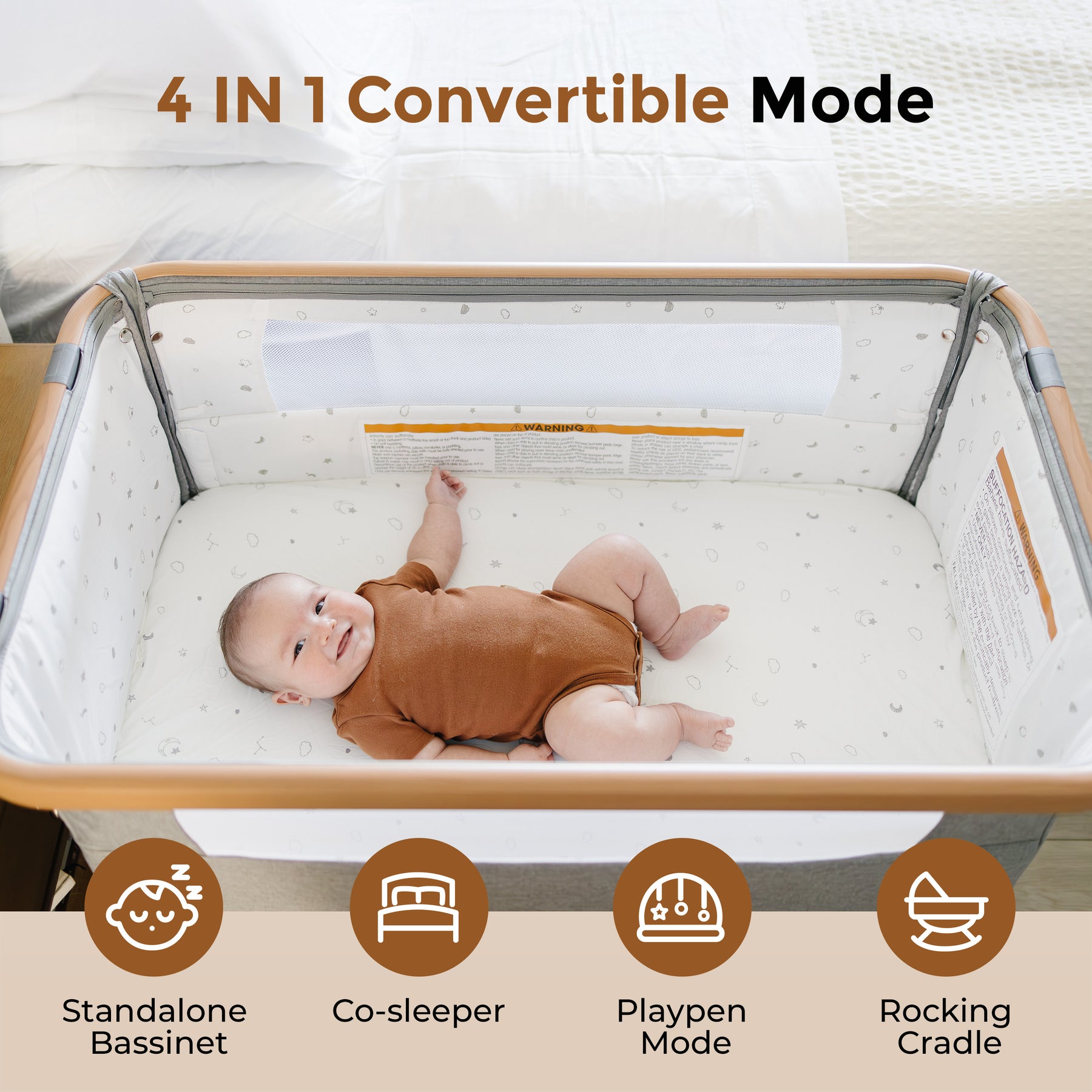 4-in-1 Baby Bassinet with Playard Extension