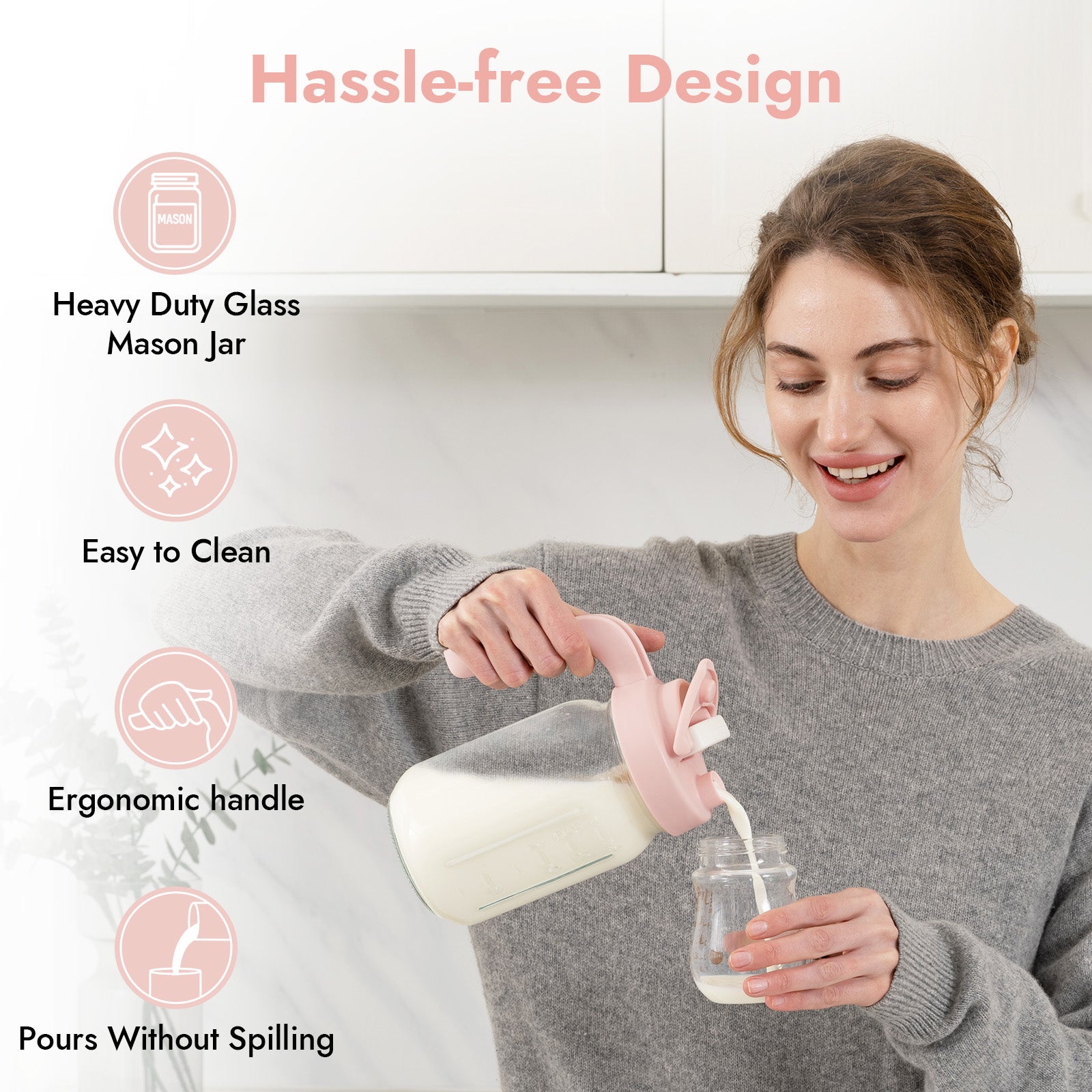 Glass Formula And Breastmilk Mixing Pitcher with Mixing Handle