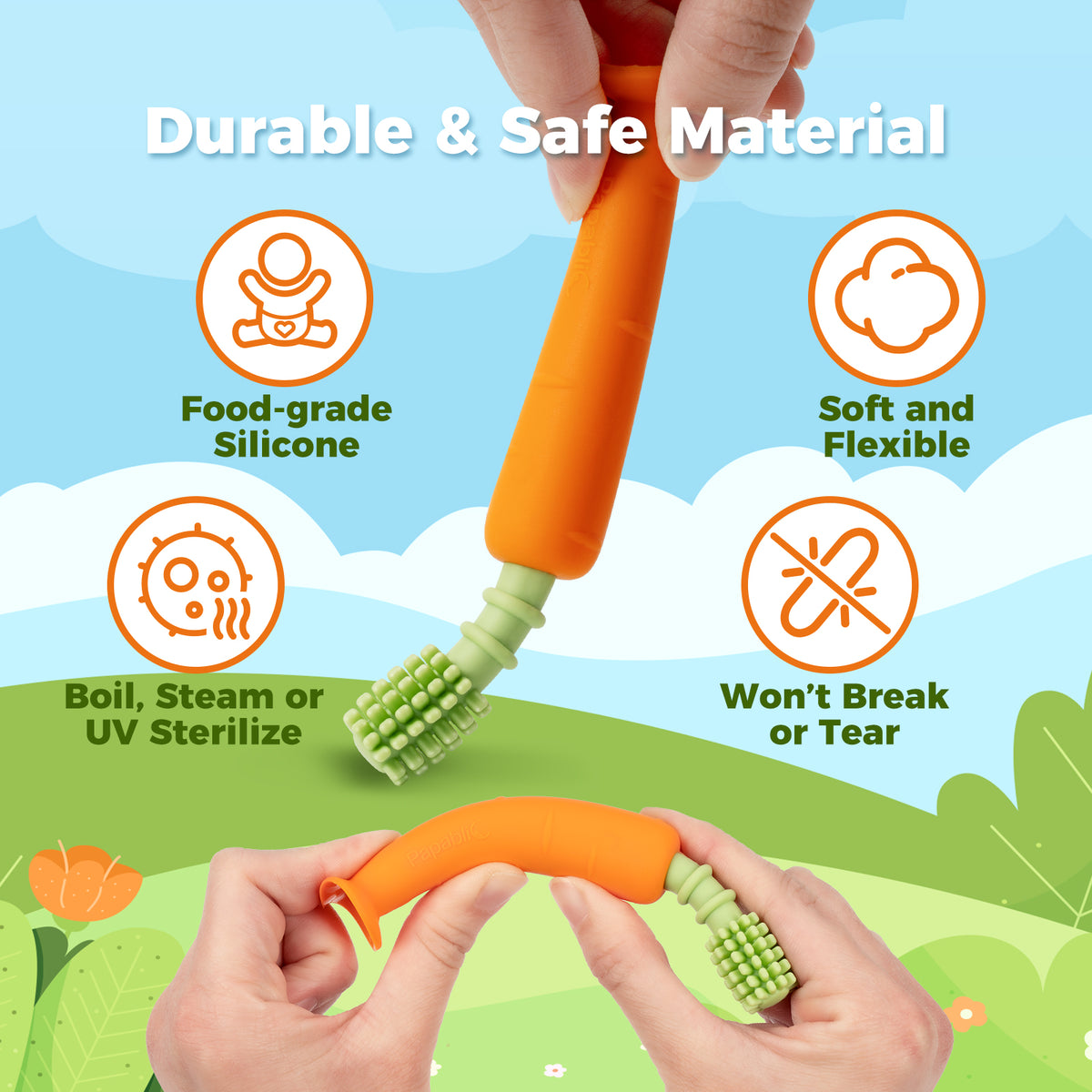 360° Carrot Toothbrush Teething Toys for Babies 6 to 12 Months