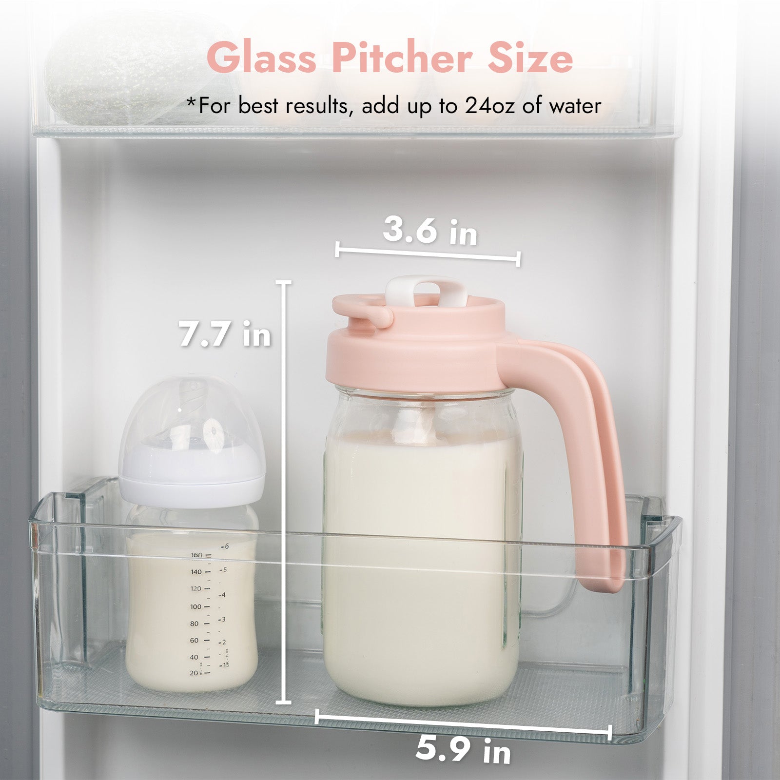 Glass Formula And Breastmilk Mixing Pitcher with Mixing Handle