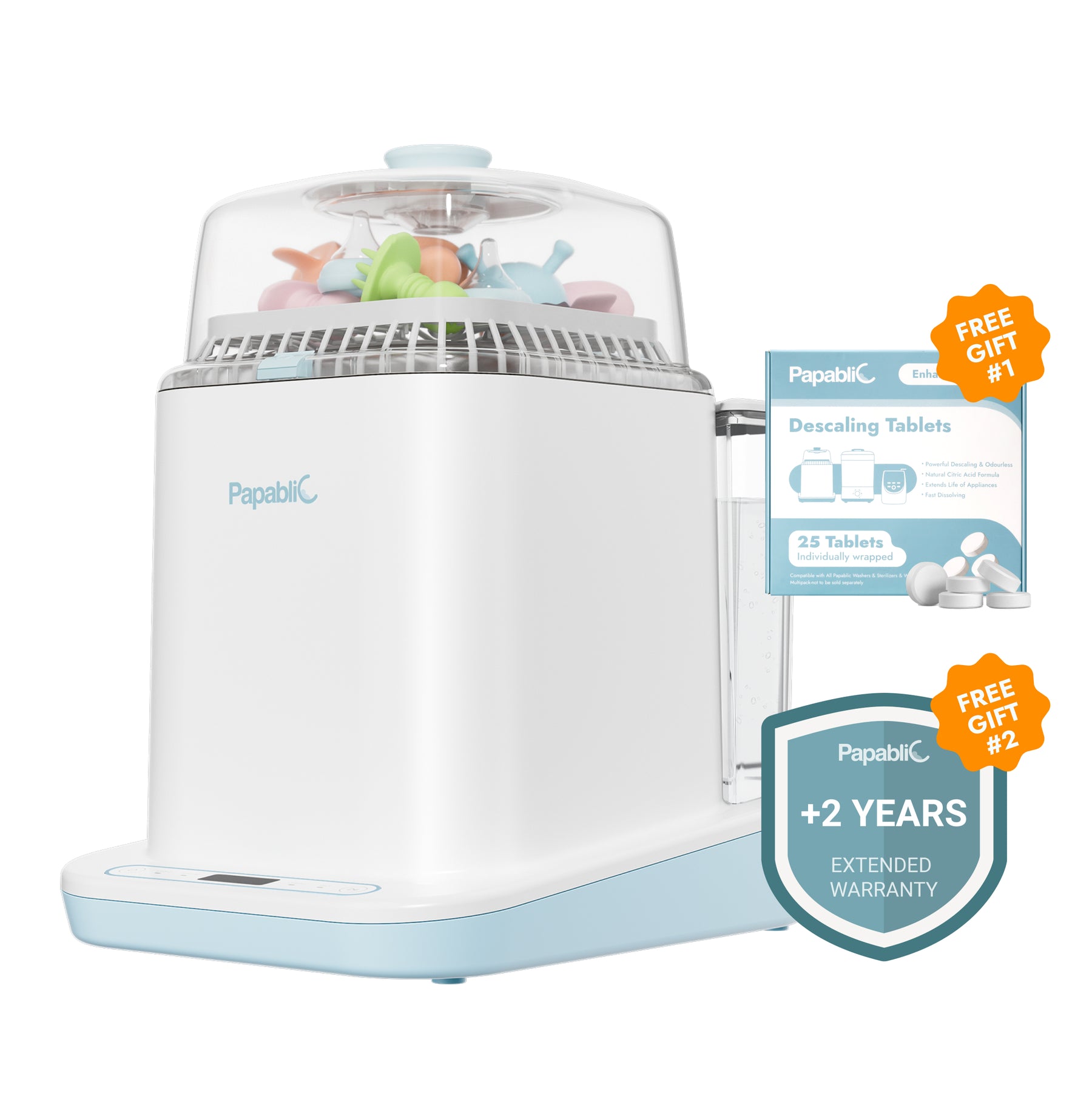Baby Bottle Washer Sterilizer and Dryer All in One Bottle Cleaner with 25 Descaling Tablets