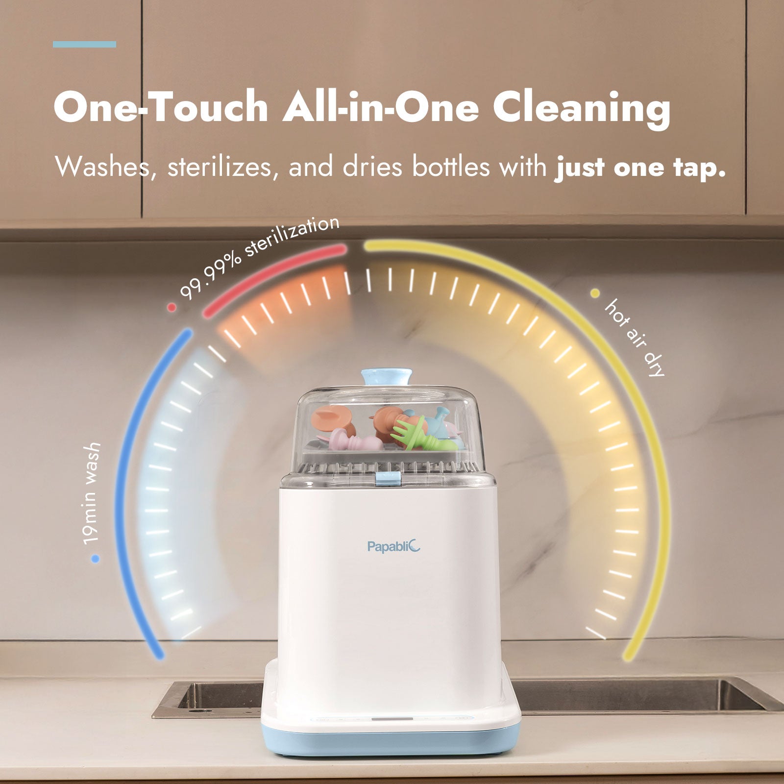 Papablic all-in-one wash sterilize dry Papablic one-touch all-in-one cleaning