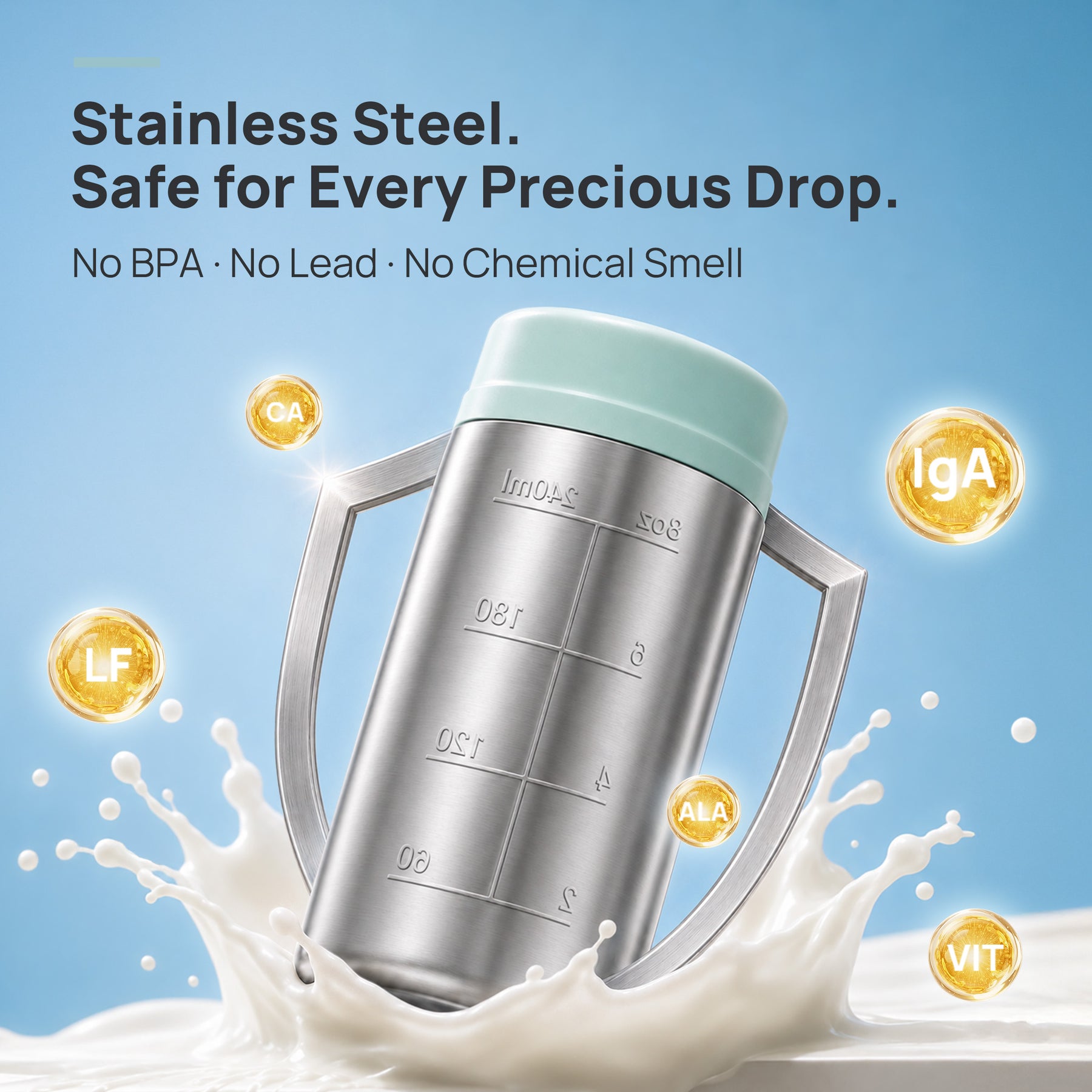 Papablic Stainless Steel Breast Milk Storage Bottles (4-Pack)