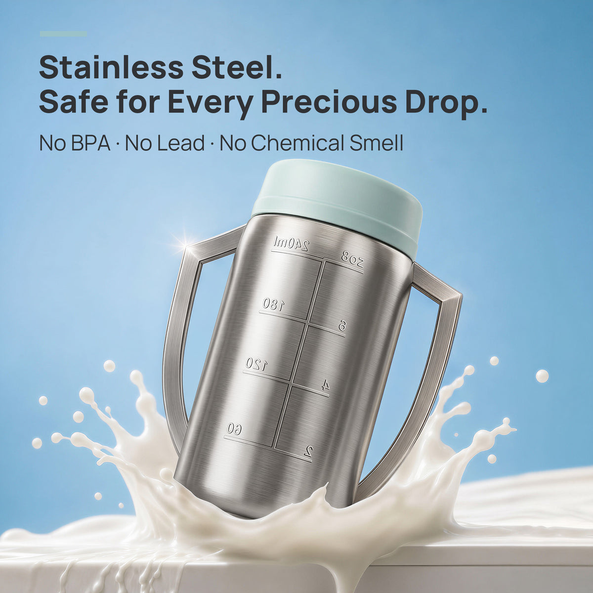 Papablic Stainless Steel Breast Milk Storage Bottles (4-Pack)