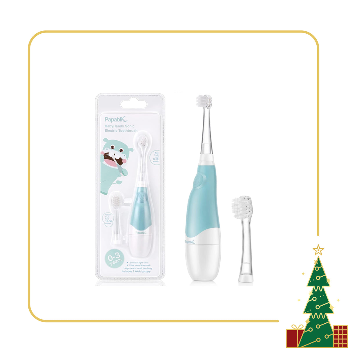 BabyHandy Sonic Electric Toothbrush - Mint Blue for Ages 0-3 Years