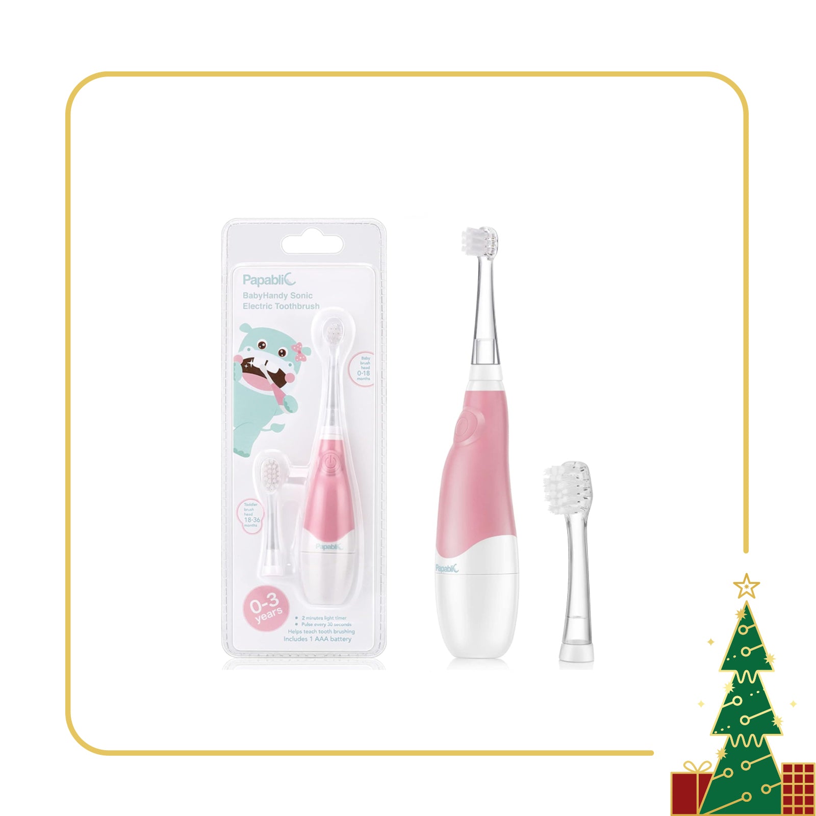 BabyHandy Sonic Electric Toothbrush - Pink for Ages 0-3 Years