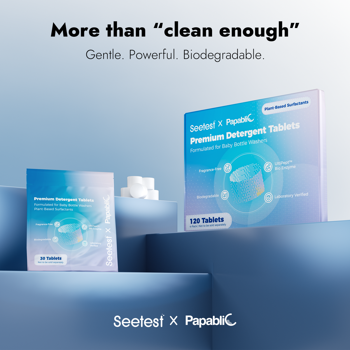 Papablic Upgraded Detergent Soap Tablets for SafeguardPlus™ Baby Bottle Washer, 120 Count