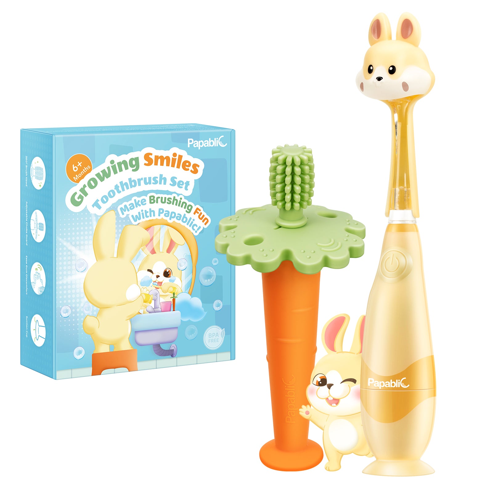 Bunny Toddler Sonic Electric Toothbrush And Baby Toothbrush Teething Toys Set