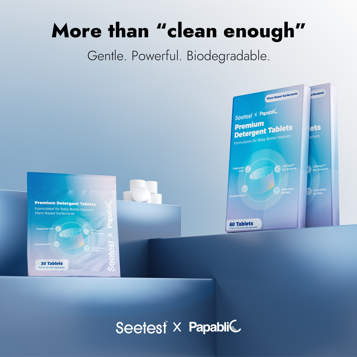 Papablic Upgraded Detergent Soap Tablets for SafeguardPlus™ Baby Bottle Washer, 60 Count