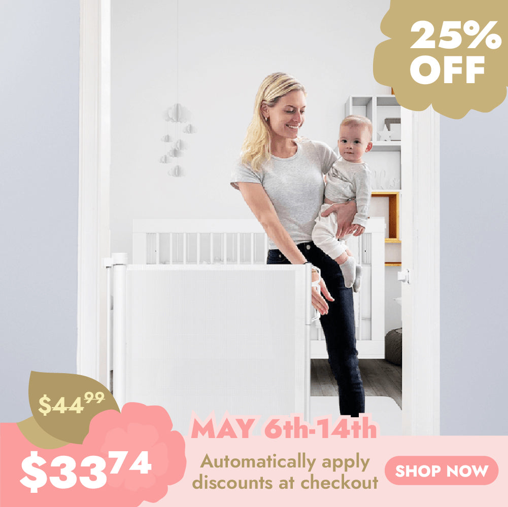 Papablic Retractable Baby Gate, 34" Tall, Extends to 54" Wide