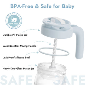 Glass Formula And Breastmilk Mixing Pitcher with Mixing Handle-Blue
