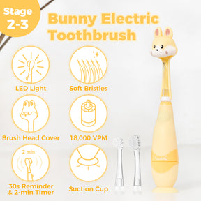 Bunny Toddler Sonic Electric Toothbrush And Baby Toothbrush Teething Toys Set