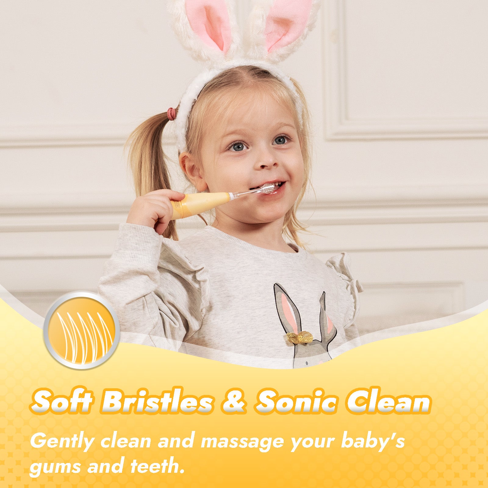 Bunny Toddler Sonic Electric Toothbrush for Ages 1-3 Years