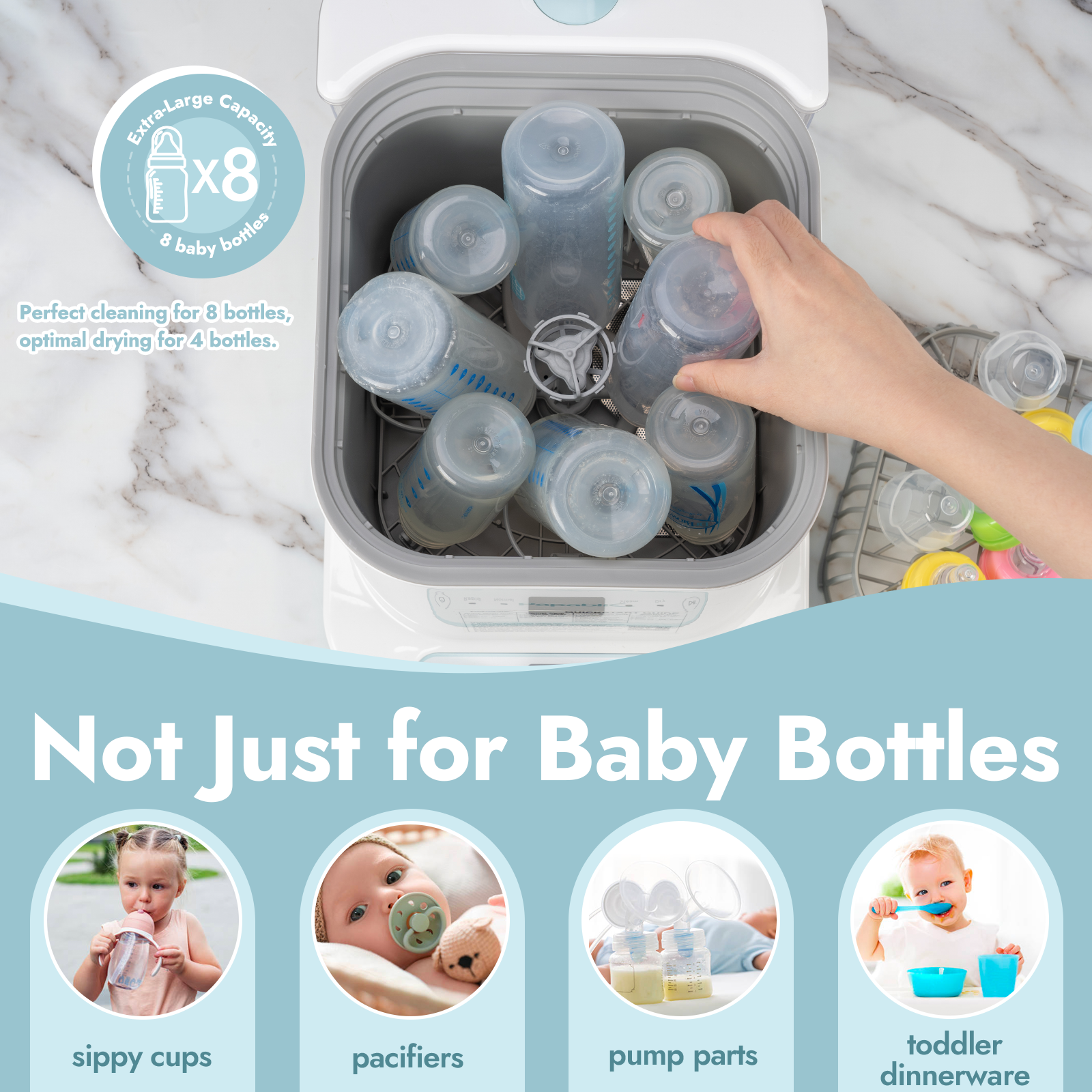 Baby Bottle Washer Sterilizer and Dryer All in One Bottle Cleaner