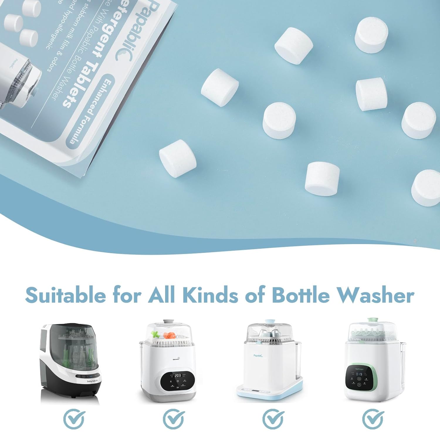 Papablic Official Detergent Deepclean Tablet for Papablic Baby Bottle Washer, 60Count