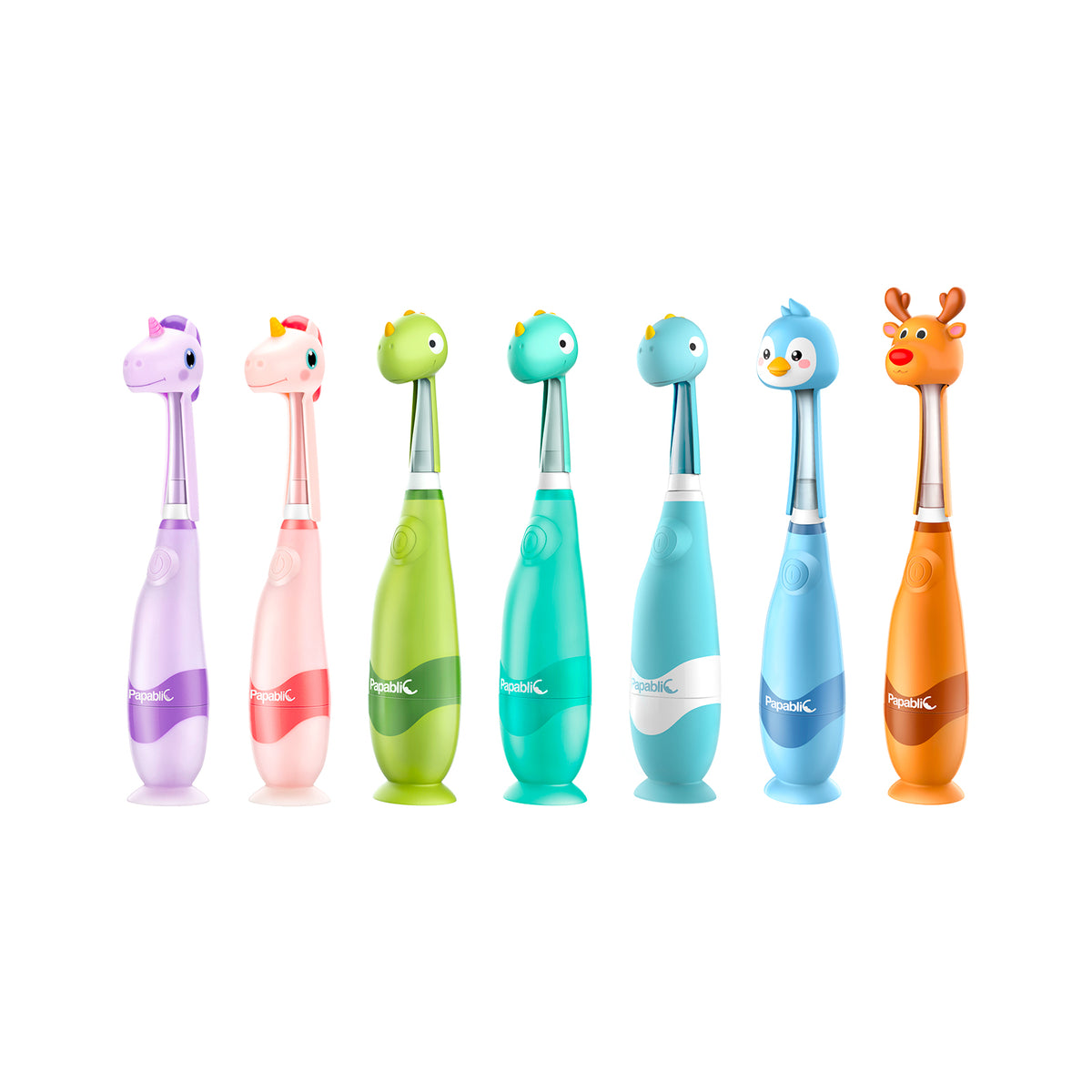 Papablic Unicorn, Dinosaur, Moose, Penguin Toothbrush Set