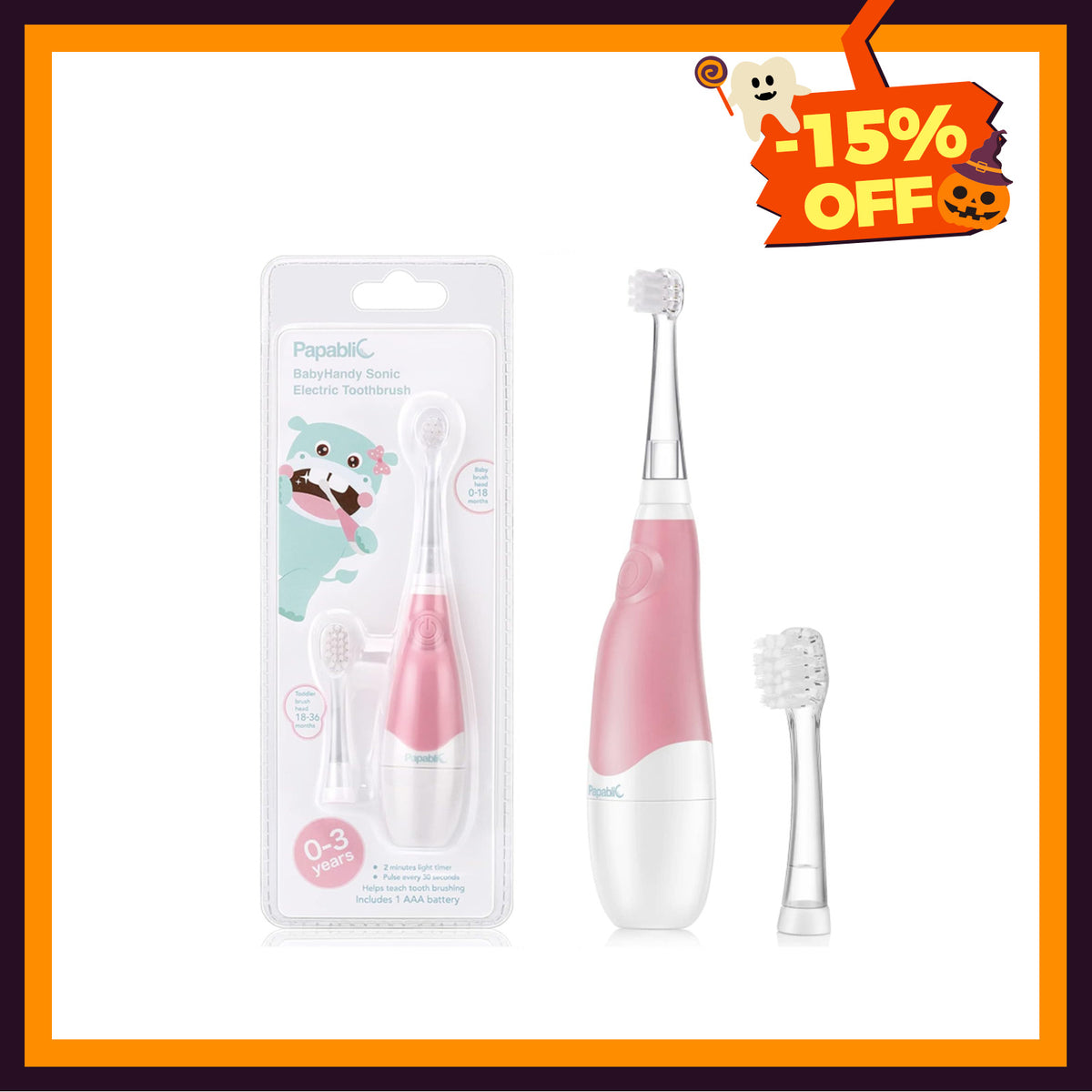 BabyHandy Sonic Electric Toothbrush - Pink