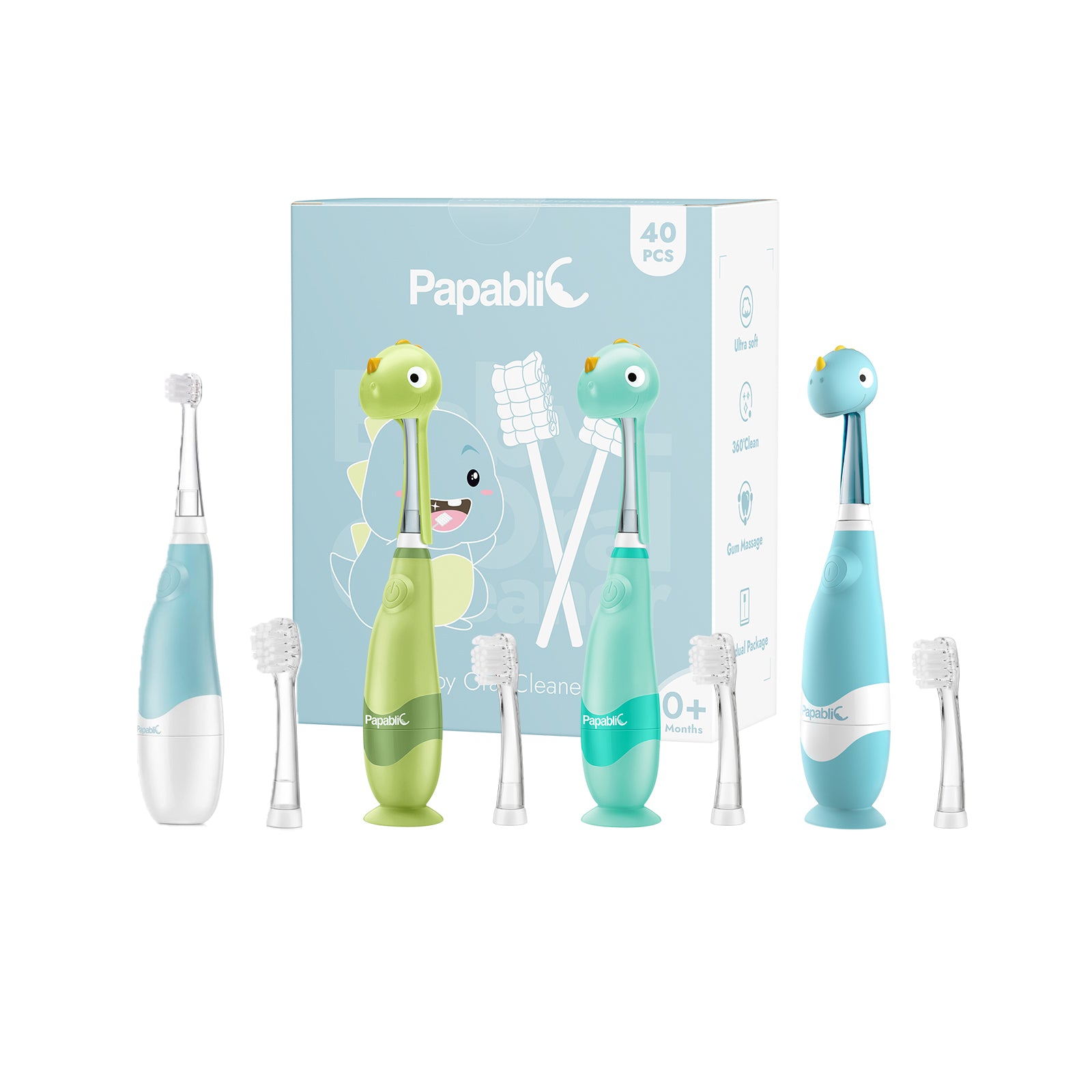 Debby, Jo & Max Dinosaur Baby/Toddler Toothbrush Set