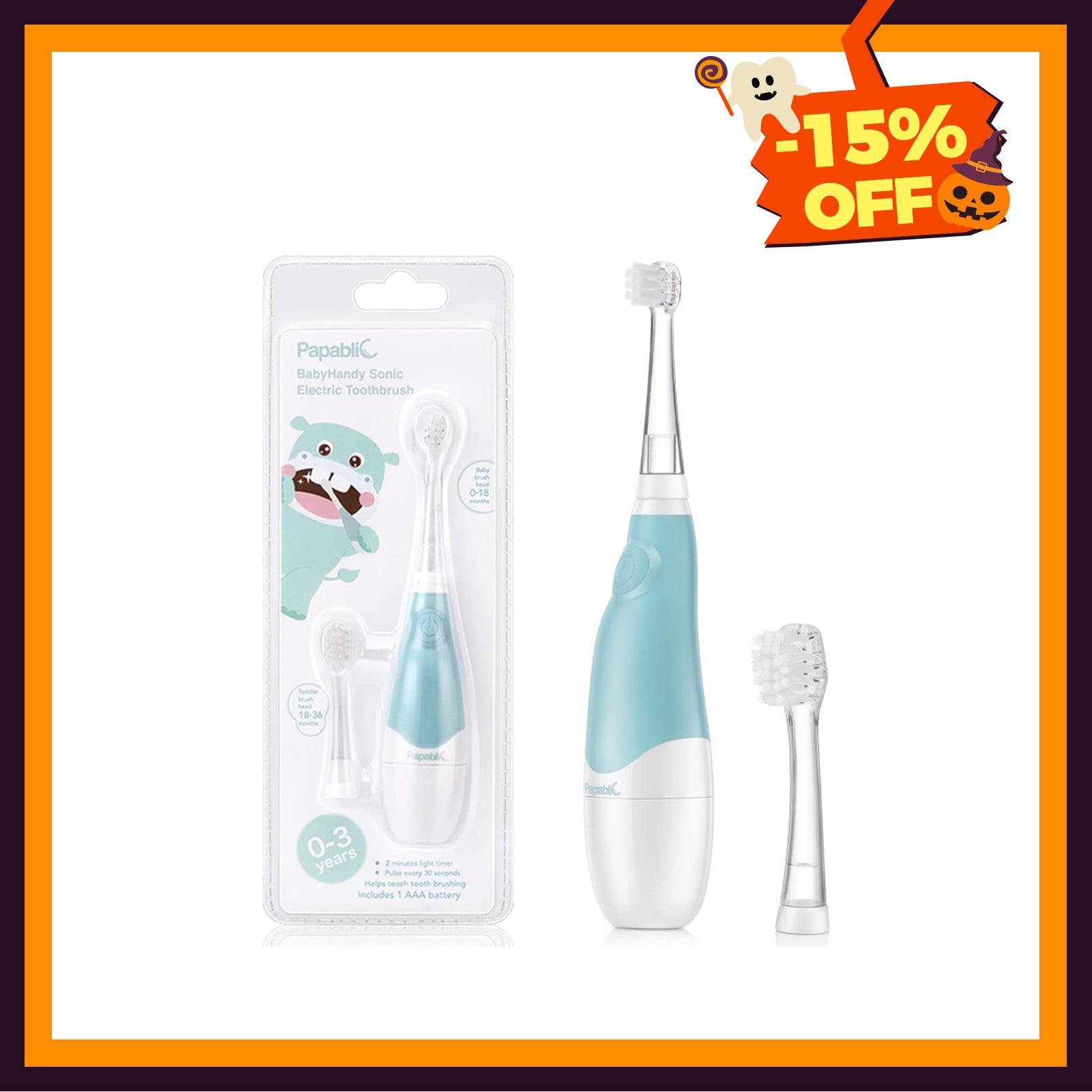 BabyHandy Sonic Electric Toothbrush - Mint Blue