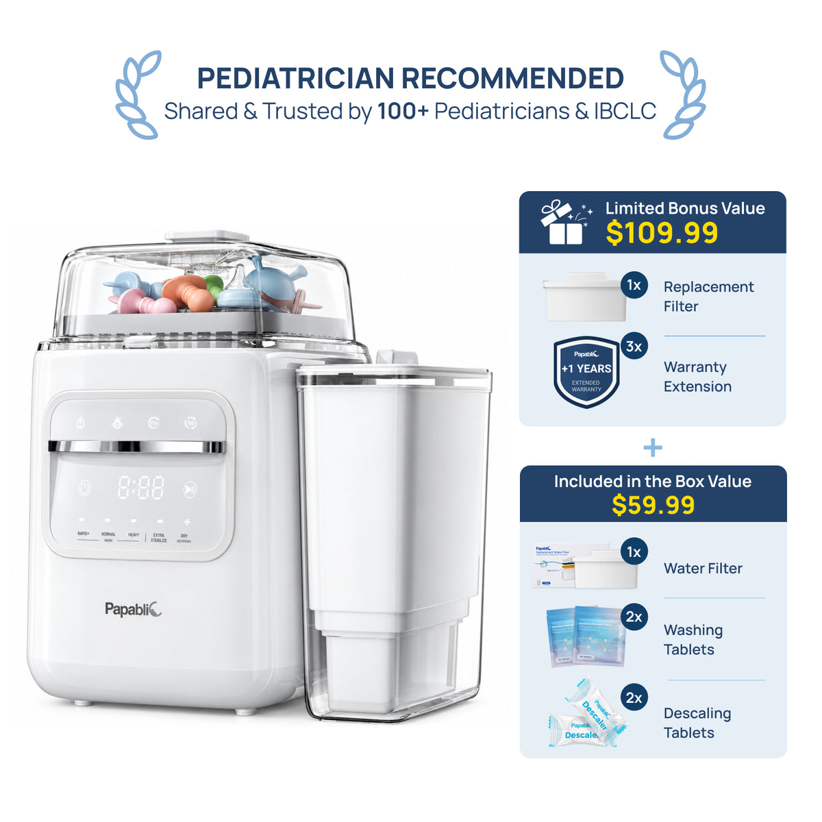 Papablic SafeguardPlus™ Baby Bottle Washer System (P8Plus)