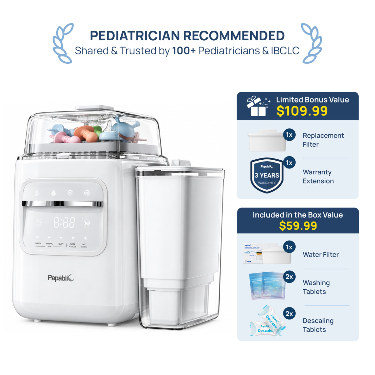 Papablic SafeguardPlus™ Baby Bottle Washer System (P8Plus)