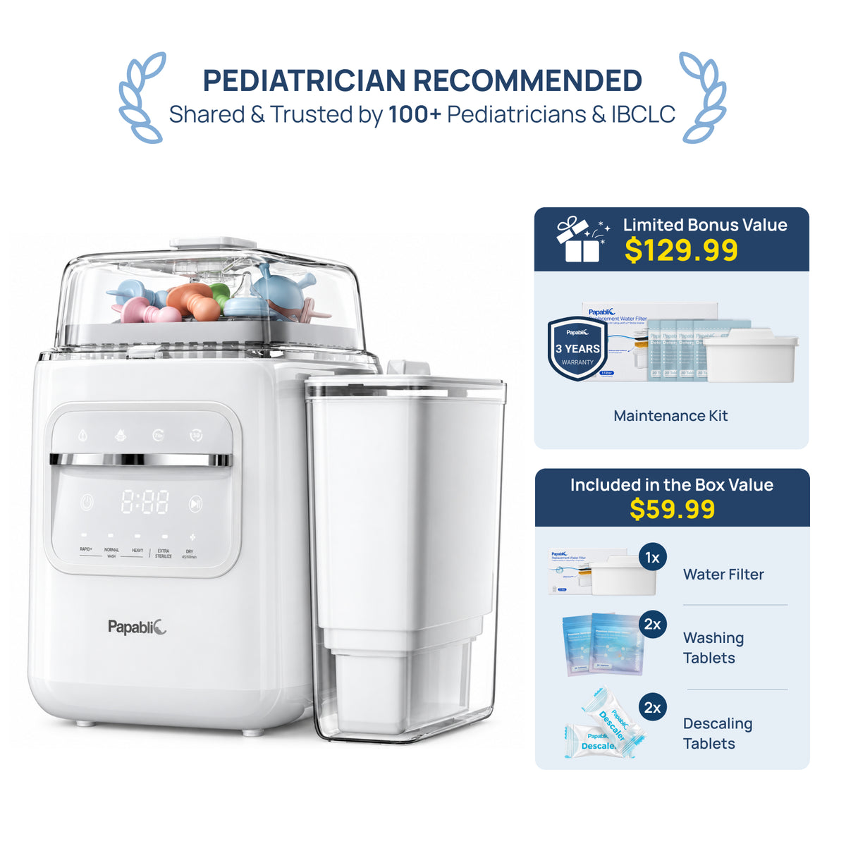 Papablic SafeguardPlus™ Baby Bottle Washer System (P8Plus)