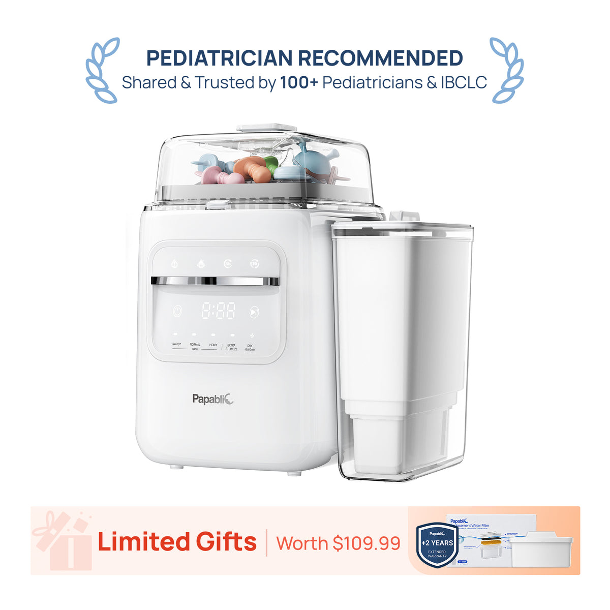Papablic SafeguardPlus™ Baby Bottle Washer System (P8Plus)