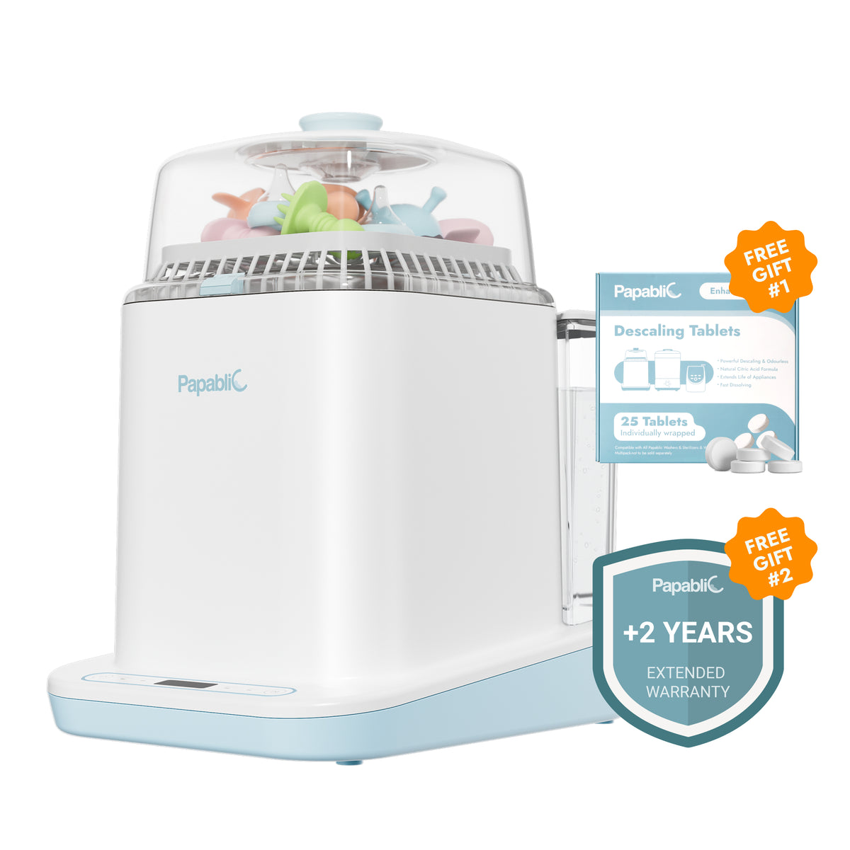 Baby Bottle Washer Sterilizer and Dryer All in One Bottle Cleaner with 25 Descaling Tablets