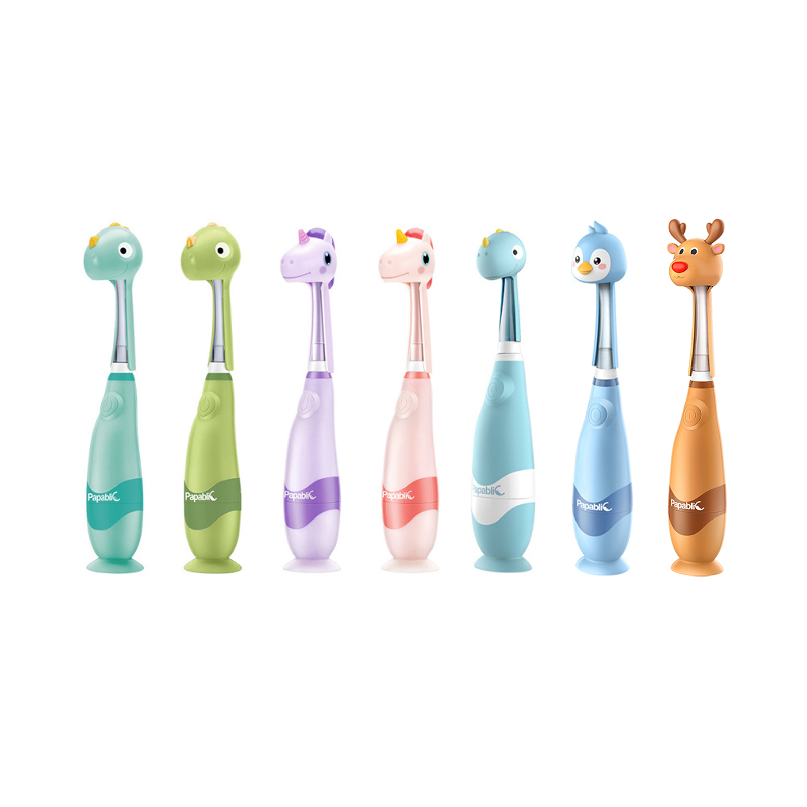 Papablic Unicorn, Dinosaur, Moose, Penguin Toothbrush Set