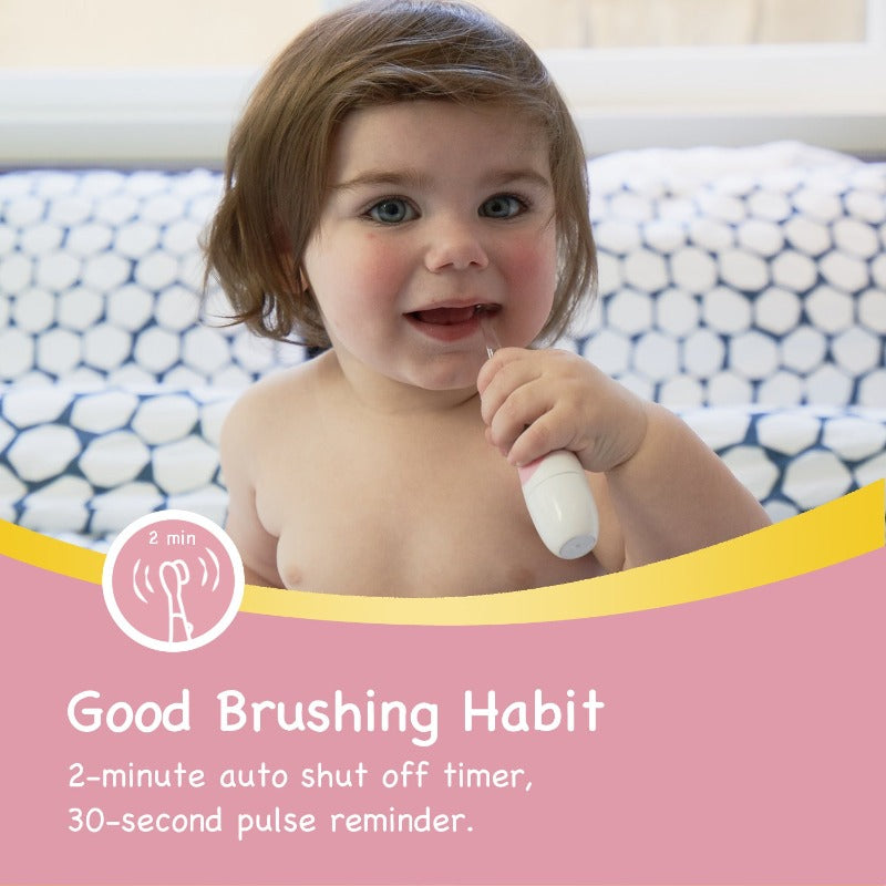 Pink BabyHandy 2-Stage Sonic Electric Toothbrush - Papablic INC.