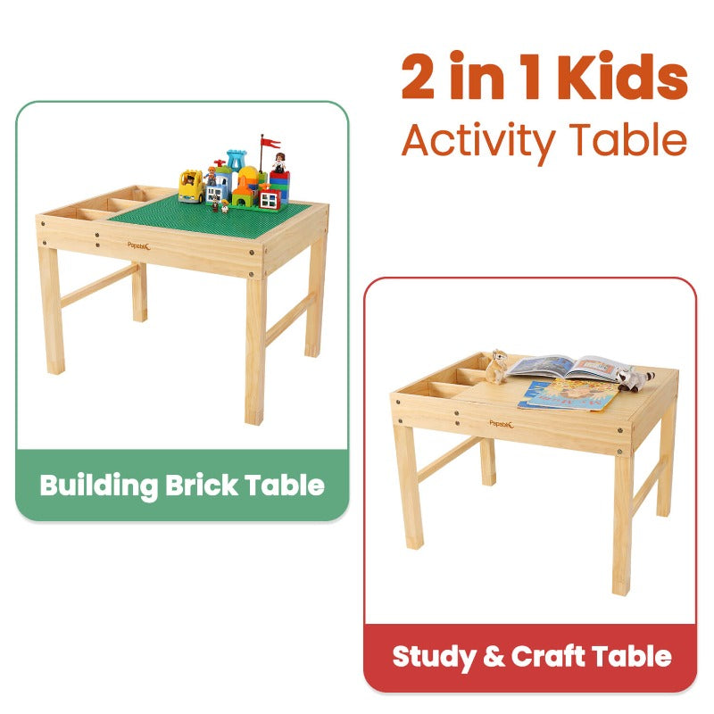  Papablic 2 in 1 Kid Activity Table with Large Storage for Older  Kids Compatible with Lego Building Block for Boys Girls : Toys & Games