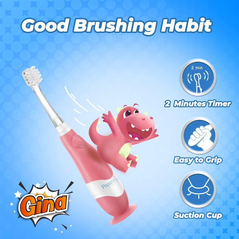 [SALE] Gina Toddler Sonic Electric Toothbrush - 4 Heads - Papablic