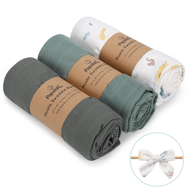 Baby Swaddle Blanket [3 Pack/Animals' Party] - Papablic